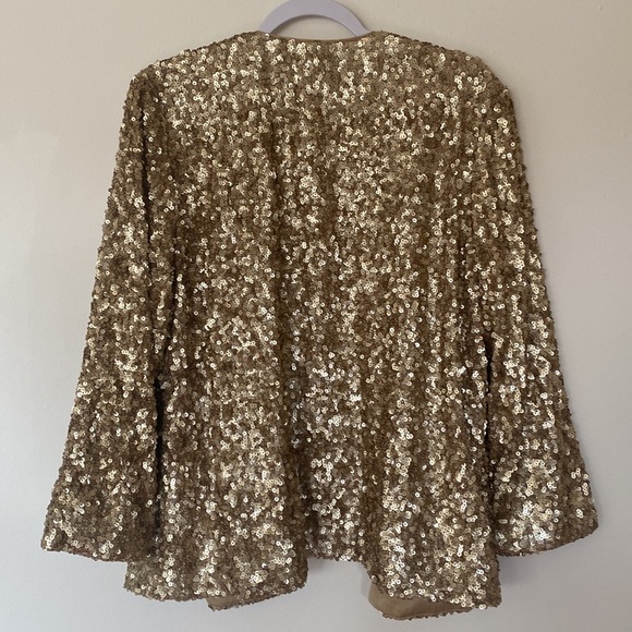 NWOT CHICO’S Travelers Collection Gold Sequin Jacket-Sold out online! - Picture 5 of 14